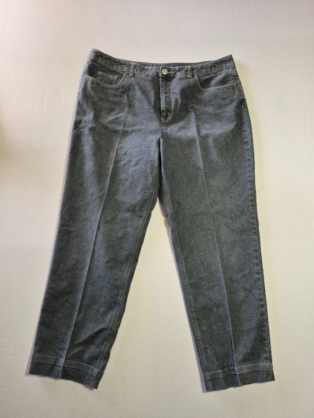 Talbots Womens Gray Jeans Size 18 Straight Leg Stretch Denim Classic Fit